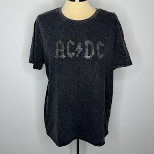 Hybrid Apparel Grey AC/DC Rhinestone Graphic Tee